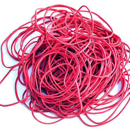 Teygjur 80 mm rauðar, 1,5 mm á þykkt.
100 g í poka. Teygjur 80 mm rauðar, 1,5 mm á þykkt. 100 g í poka.